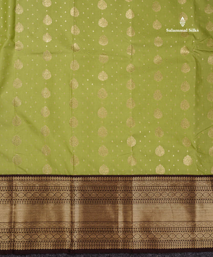 Semi Silk Saree - Peach Zari Butta Along With Contrast Dark Brown Traditional Evening Morning Border