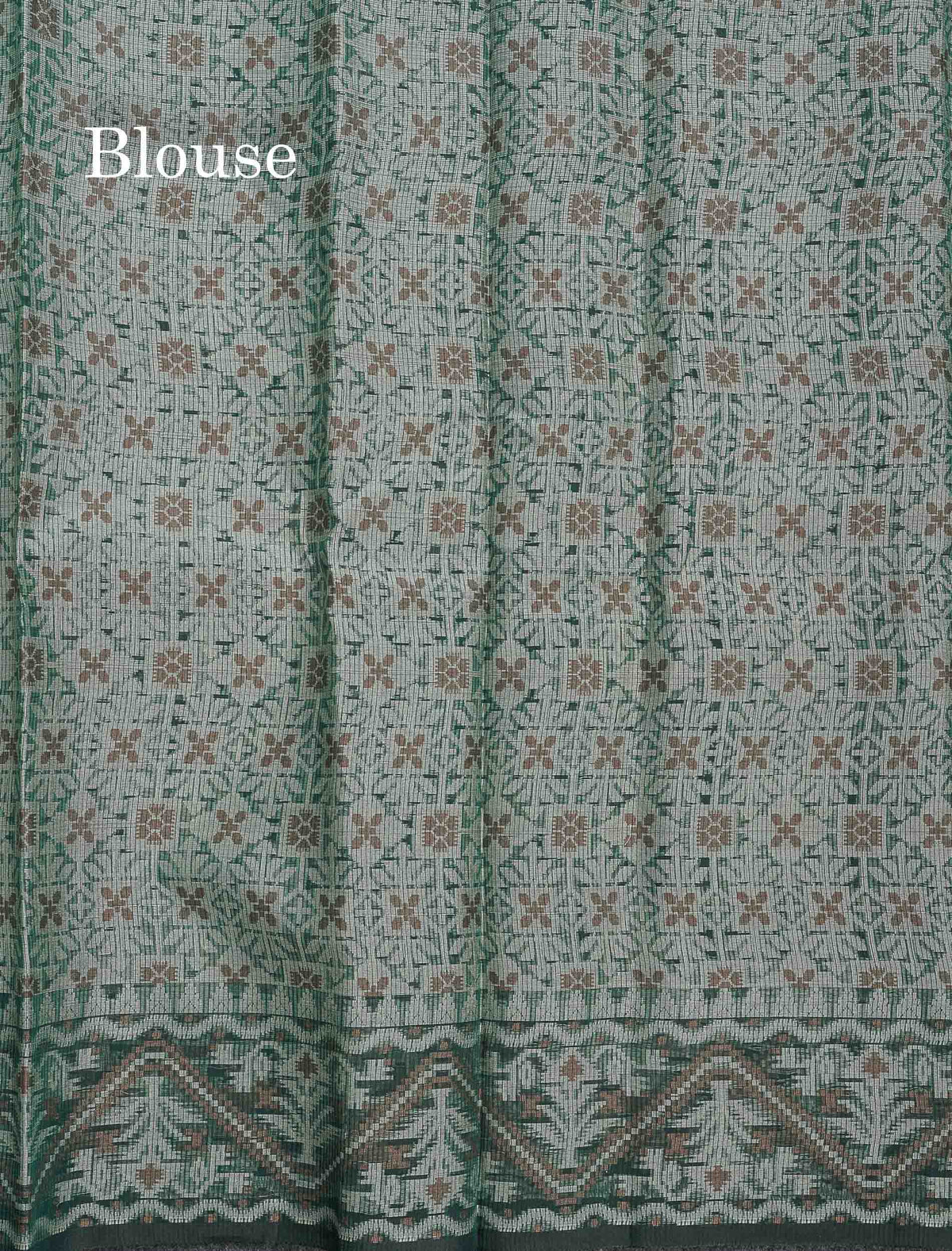 Kota Cotton Saree - Bottle Green Colour Body With Thread Work & Fancy Border