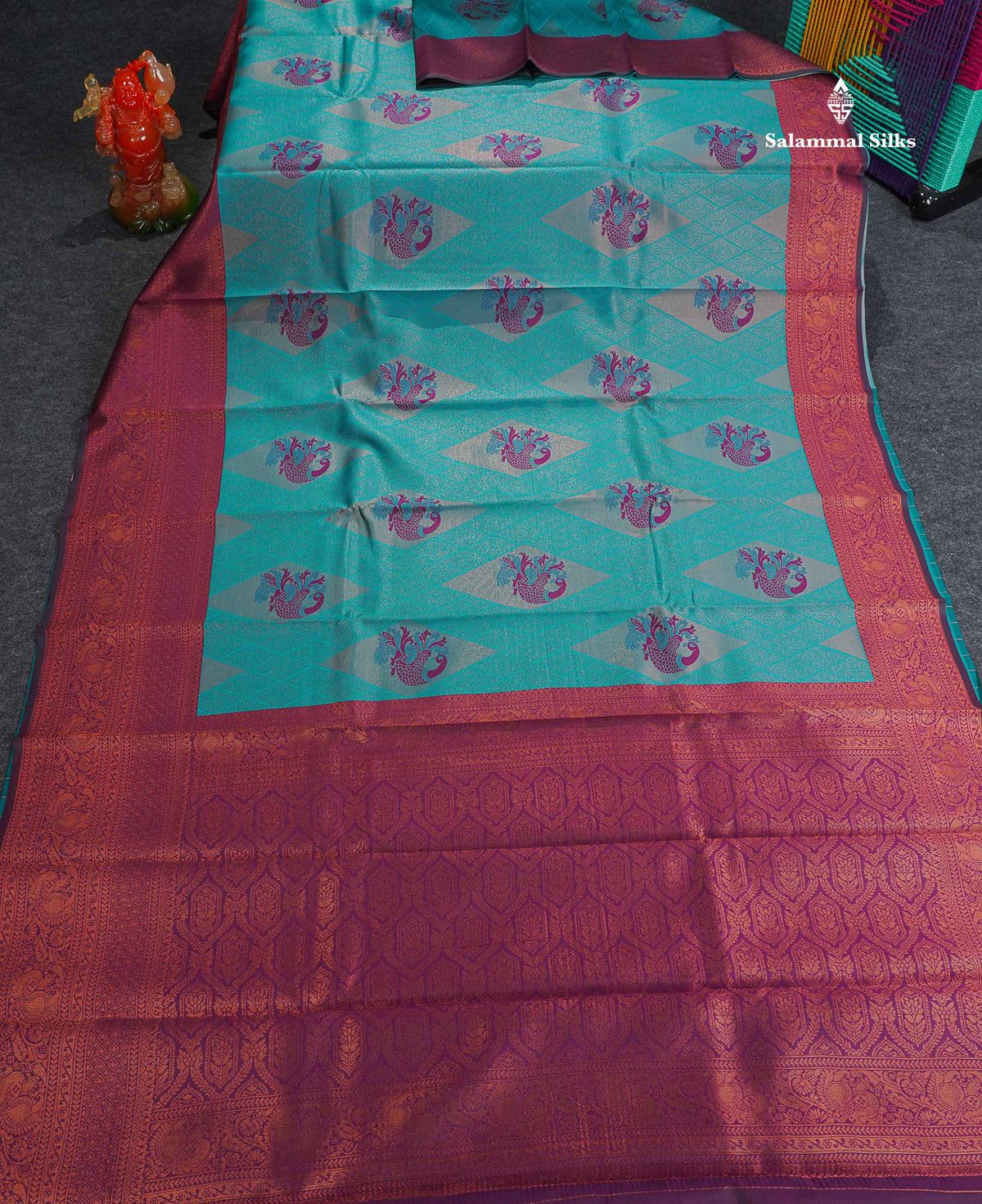 Semi Silk Saree - Pinkish Peach Colour Body With Contrast Magenta Traditional Evening Morning Border