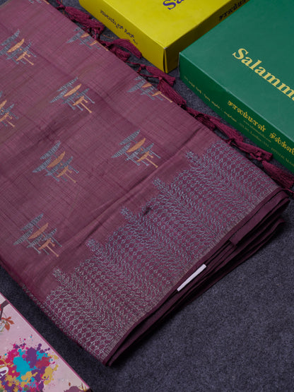 Beautiful Sky Blue Semi Raw Silk Saree With Fancy Border