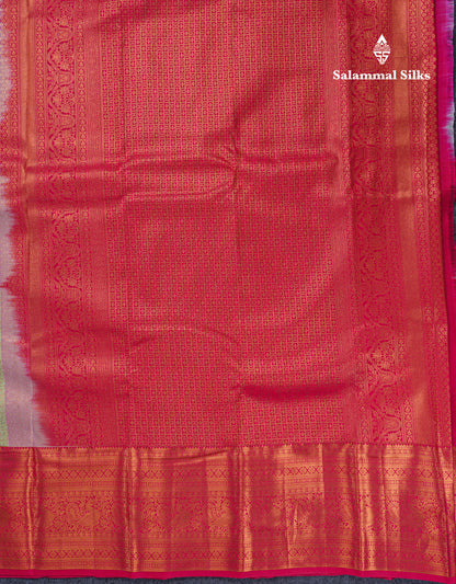 Beautiful Light Elaichi Green Bridal Semi Silk Saree With Contrast Pink Traditional Evening Morning Border