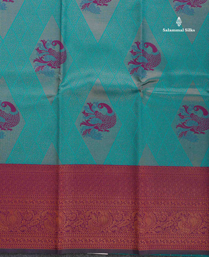 Semi Silk Saree - Pinkish Peach Colour Body With Contrast Magenta Traditional Evening Morning Border