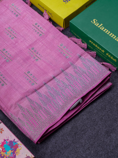 Beautiful Reddish Maroon Semi Raw Silk Saree With Fancy Border