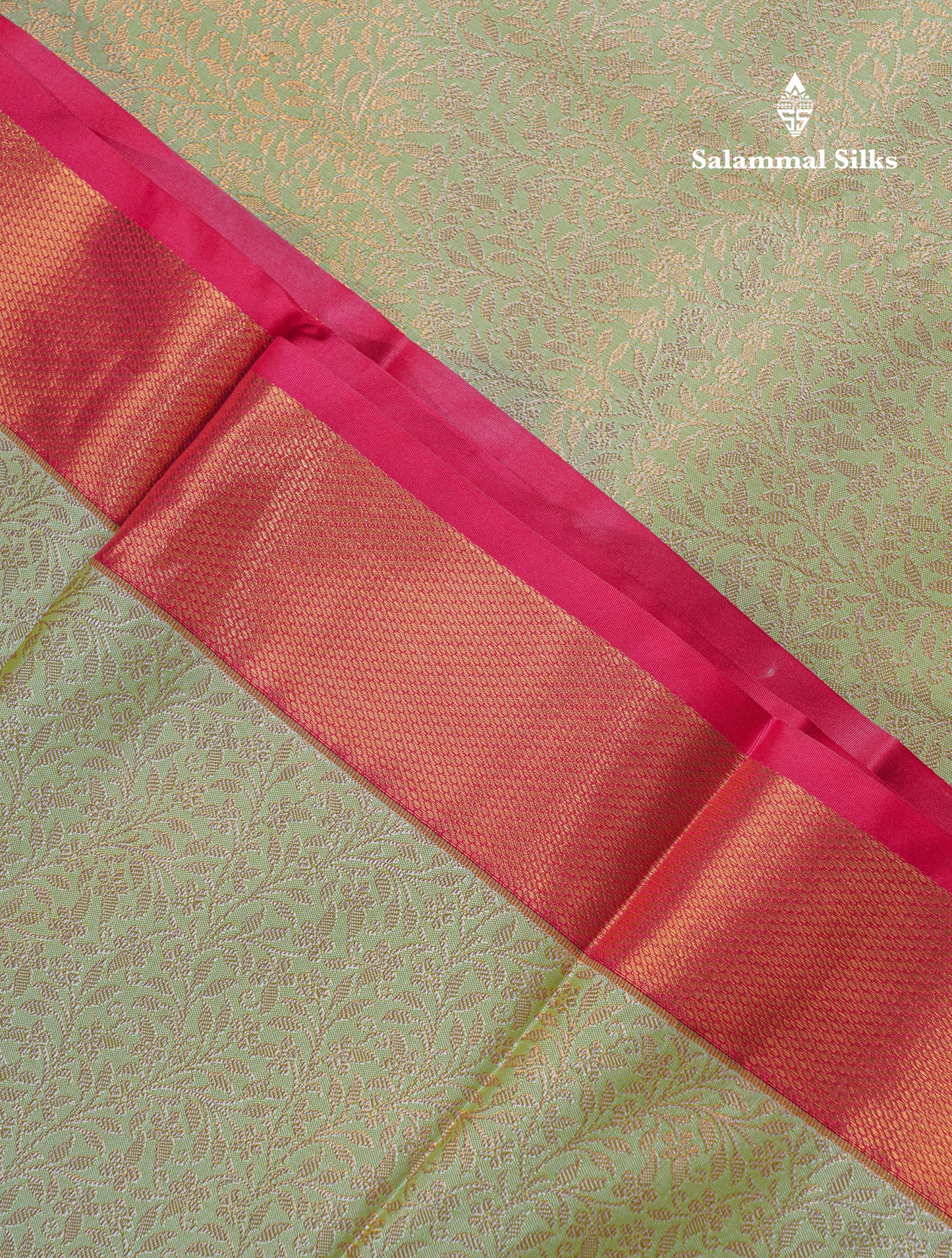 Beautiful Light Elaichi Green Bridal Semi Silk Saree With Contrast Pink Traditional Evening Morning Border