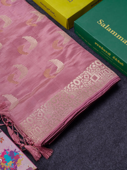 Beautiful Blue Semi Raw Silk Saree With Fancy Border