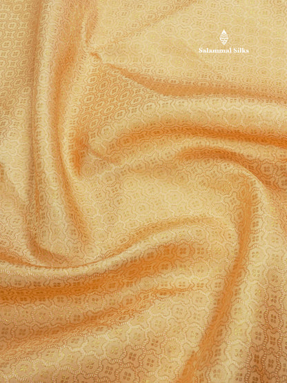 Beige Pure Kanjivaram Silk Saree Pure Zari(3G) with Contrast Chilly Red Border