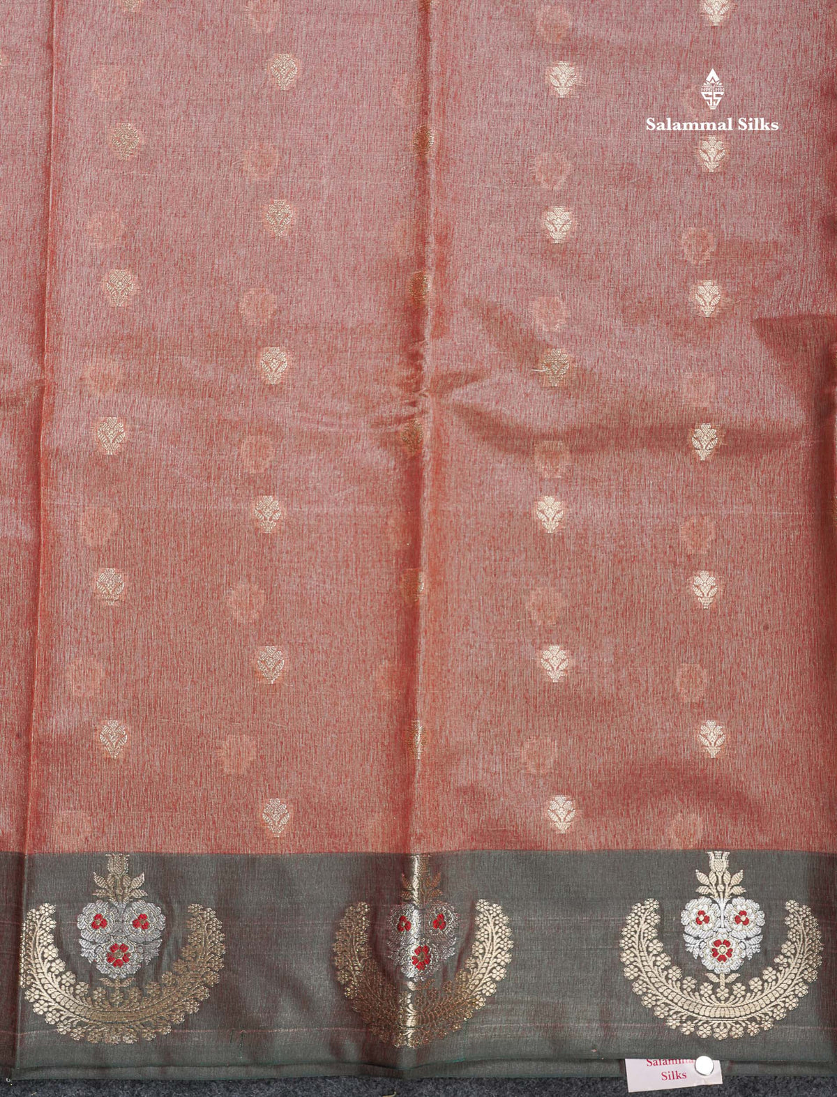 Tissue Saree - Light Chocolate Colour Body With Contrast Bottle Green Fancy Border