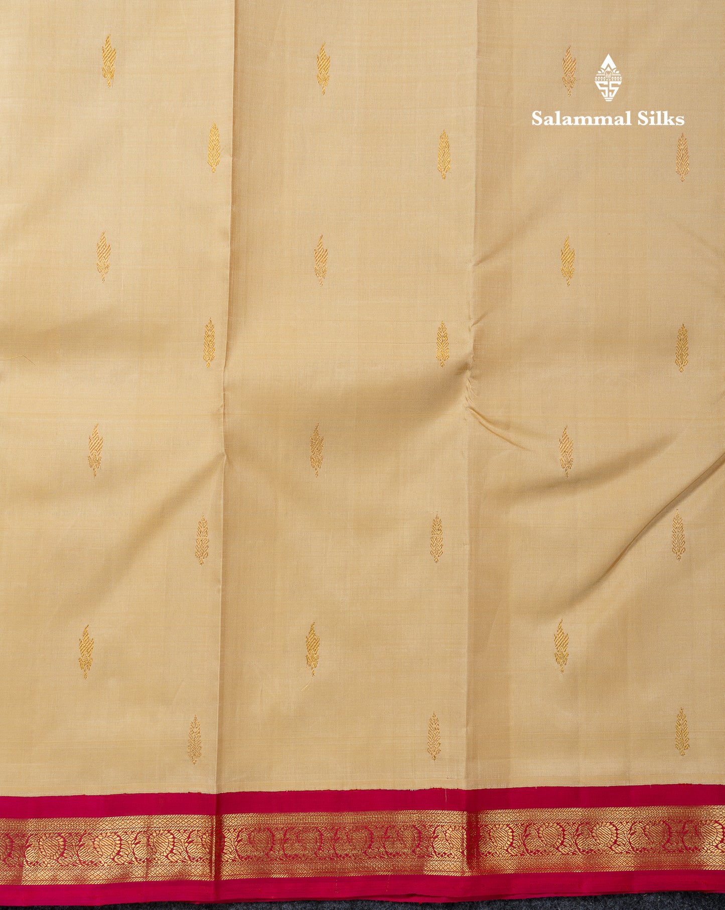 Beautiful Cream Sandal Pure Kanjivaram Silk Saree With Contrast Pink Traditional Small Border
