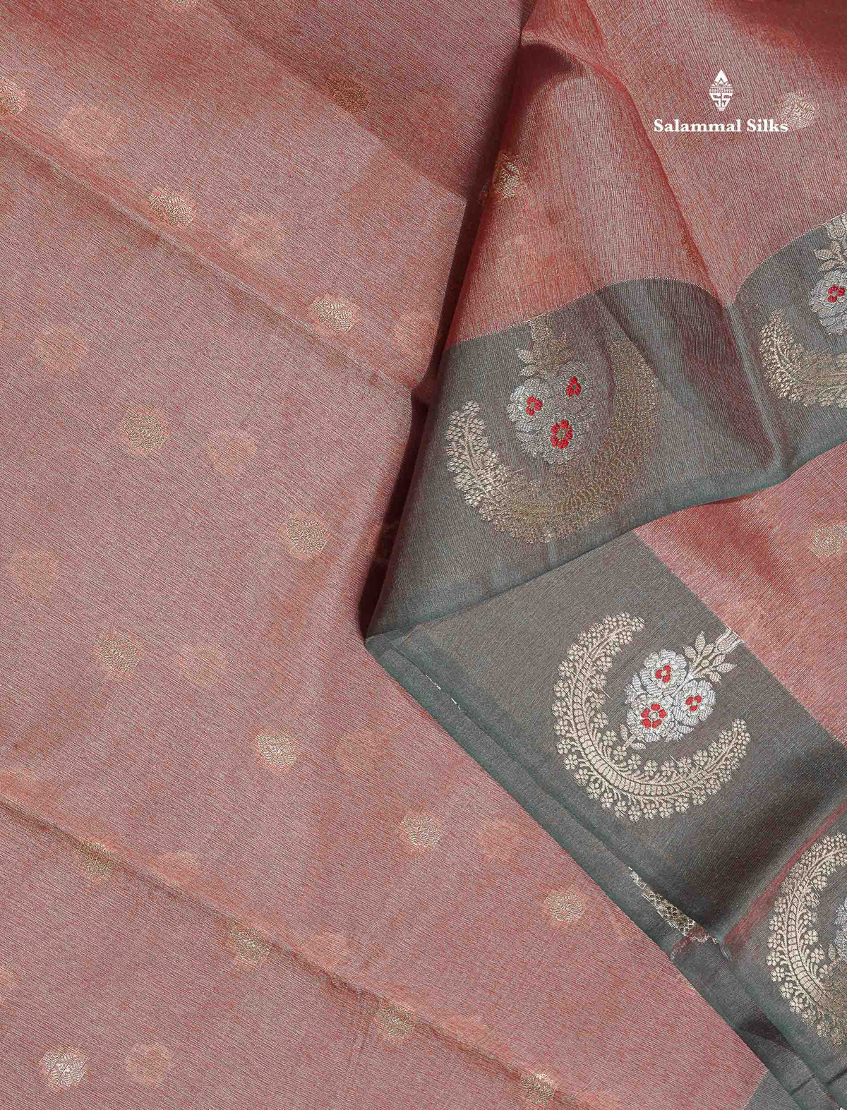 Tissue Saree - Light Chocolate Colour Body With Contrast Bottle Green Fancy Border