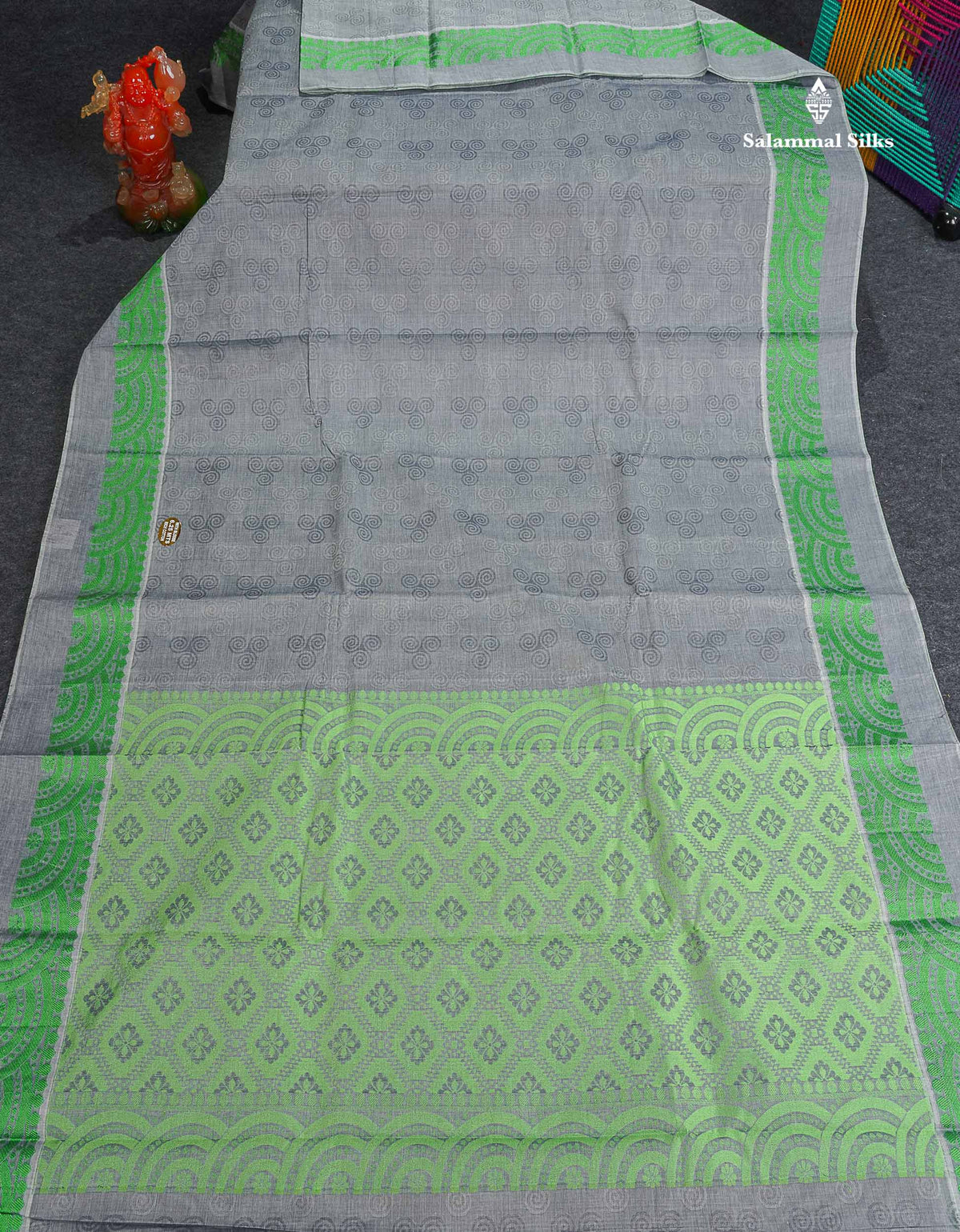 Pure Cotton Saree - Light Grey Colour Body With Thread Work Fancy Border
