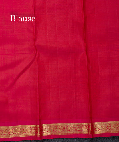 Beautiful Cream Sandal Pure Kanjivaram Silk Saree With Contrast Pink Traditional Small Border