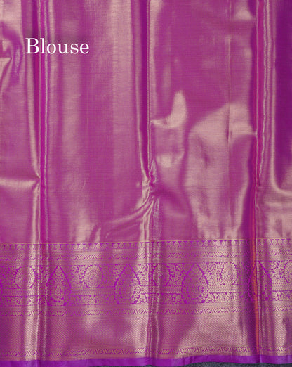 Beautiful Light Parrot Green Tissue Bridal Semi Silk Saree With Contrast Dark Purple Traditional Evening Morning Border