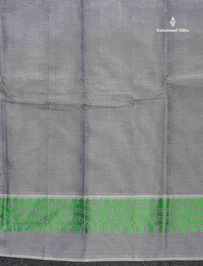 Pure Cotton Saree - Light Grey Colour Body With Thread Work Fancy Border