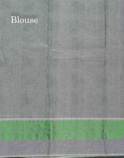 Pure Cotton Saree - Light Grey Colour Body With Thread Work Fancy Border