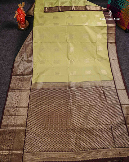 Semi Silk Saree - Yellow Butta With Lines Along With Contrast Redish Pink Traditional Evening Morning Border