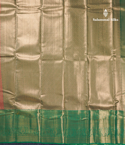 Beautiful Chocolate Tissue Bridal Semi Silk Saree With Contrast Green Traditional Evening Morning Border