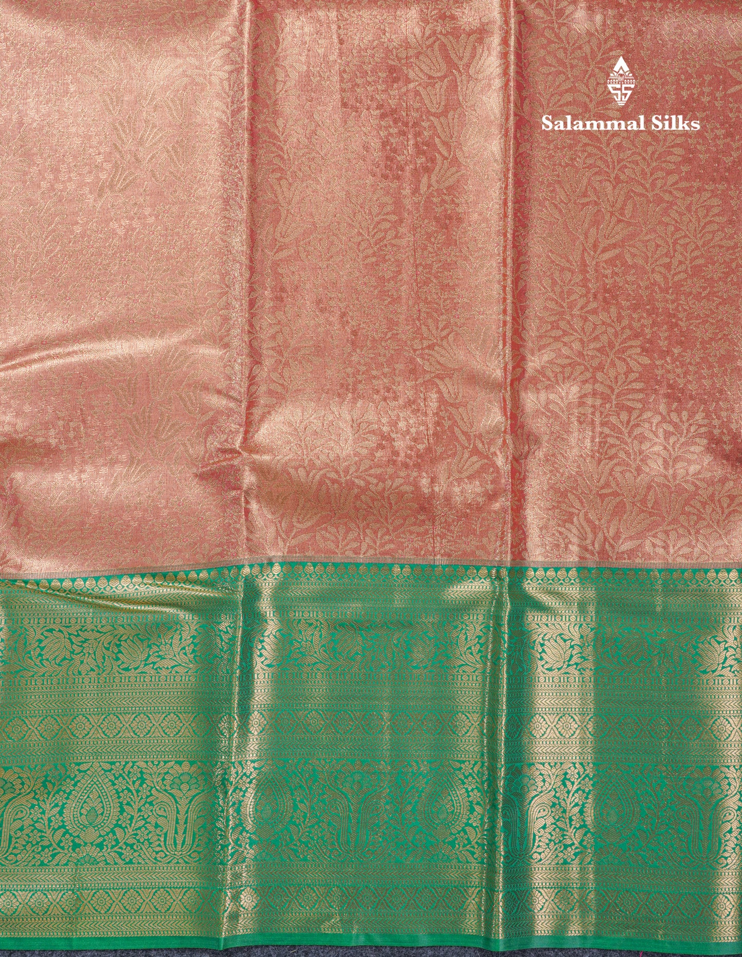 Beautiful Chocolate Tissue Bridal Semi Silk Saree With Contrast Green Traditional Evening Morning Border