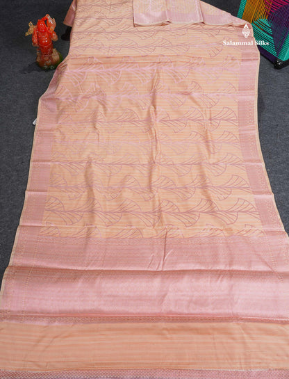Cotton Mix Saree - Peach Colour Body With Fancy Border 