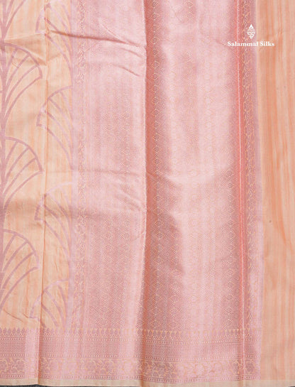 Cotton Mix Saree - Peach Colour Body With Fancy Border