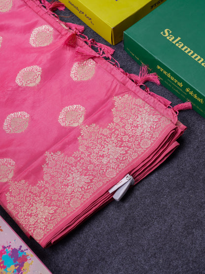 Beautiful Green Semi Raw Silk Saree With Fancy Border