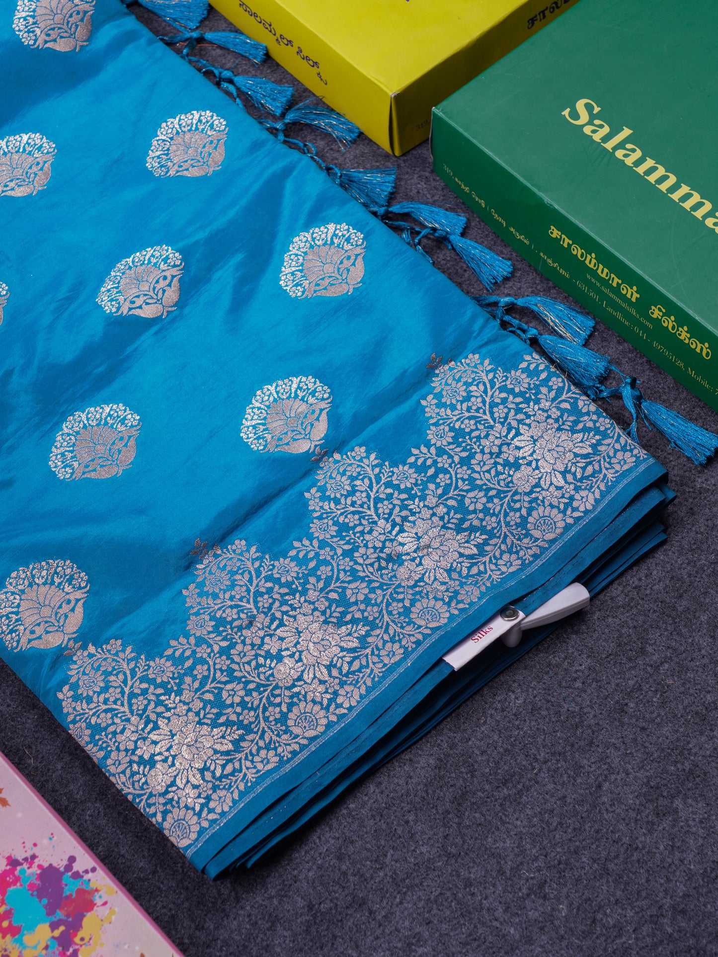 Beautiful Green Semi Raw Silk Saree With Fancy Border