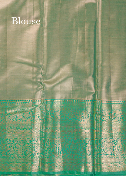Beautiful Chocolate Tissue Bridal Semi Silk Saree With Contrast Green Traditional Evening Morning Border