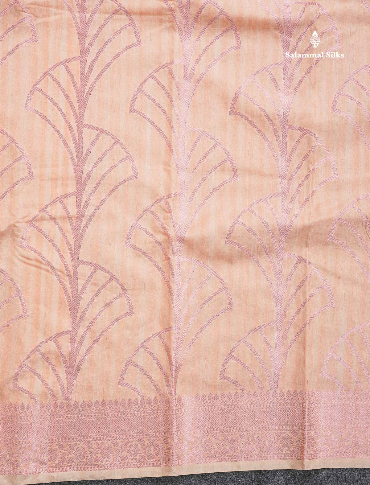 Cotton Mix Saree - Peach Colour Body With Fancy Border