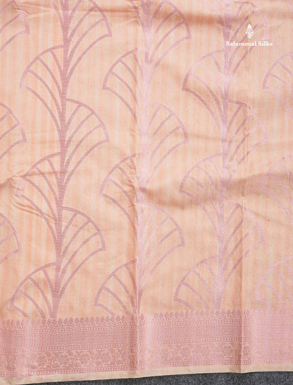 Cotton Mix Saree - Peach Colour Body With Fancy Border