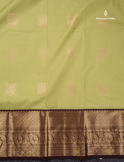 Semi Silk Saree - Yellow Butta With Lines Along With Contrast Redish Pink Traditional Evening Morning Border