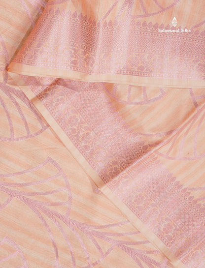 Cotton Mix Saree - Peach Colour Body With Fancy Border