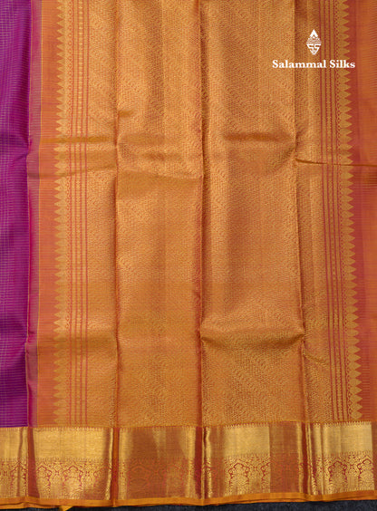 Beautiful Vadamalli Zari Checks With Mango Butta Pure Kanjivaram Silk Saree With Contrast Mustard Yellow Traditional Border