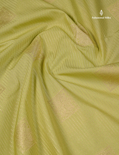 Semi Silk Saree - Yellow Butta With Lines Along With Contrast Redish Pink Traditional Evening Morning Border