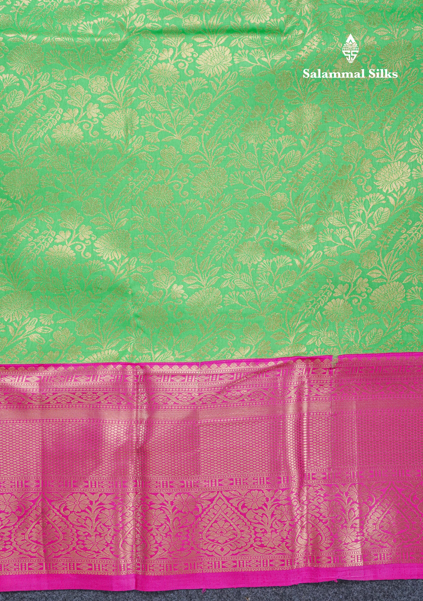Beautiful Parrot Green Bridal Semi Silk Saree With Contrast Pink Traditional Evening Morning Border