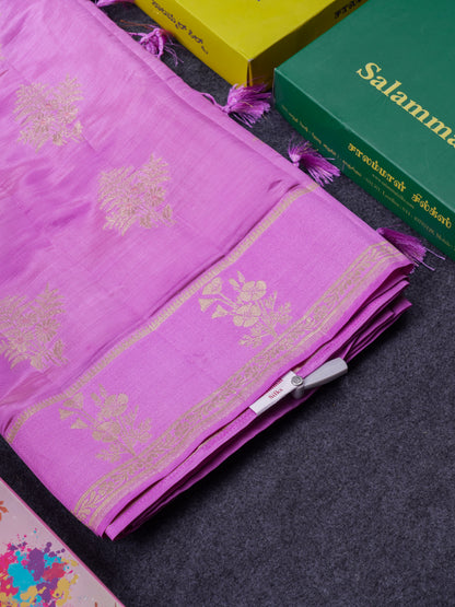 Beautiful Onion Pink Semi Raw Silk Saree With Fancy Border