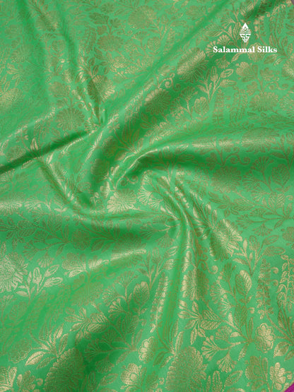 Beautiful Parrot Green Bridal Semi Silk Saree With Contrast Pink Traditional Evening Morning Border