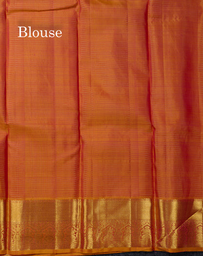 Beautiful Vadamalli Zari Checks With Mango Butta Pure Kanjivaram Silk Saree With Contrast Mustard Yellow Traditional Border