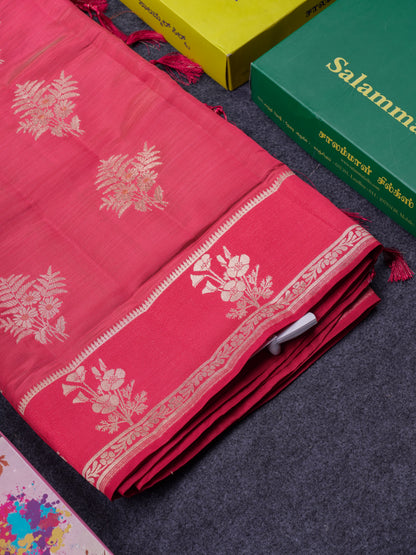 Beautiful Onion Pink Semi Raw Silk Saree With Fancy Border
