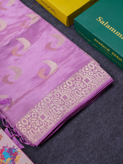 Beautiful Blue Semi Raw Silk Saree With Fancy Border