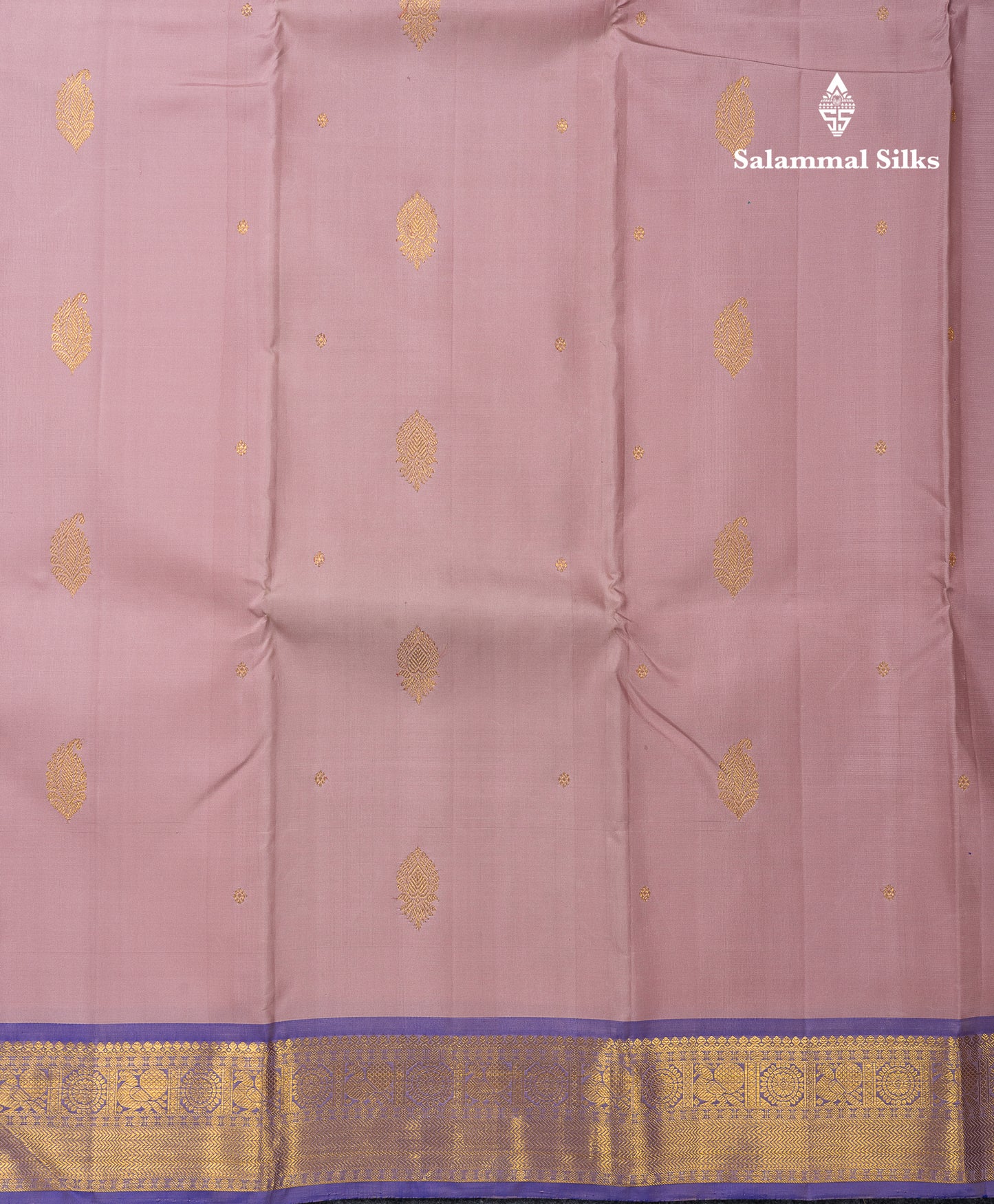 Beautiful Onion Pink Pure Kanjivaram Silk Saree With Contrast Violet Traditional Medium Border
