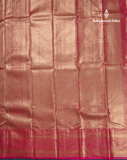 Beautiful Gold Tissue Bridal Semi Silk Saree With Contrast Pink Traditional Evening Morning Border