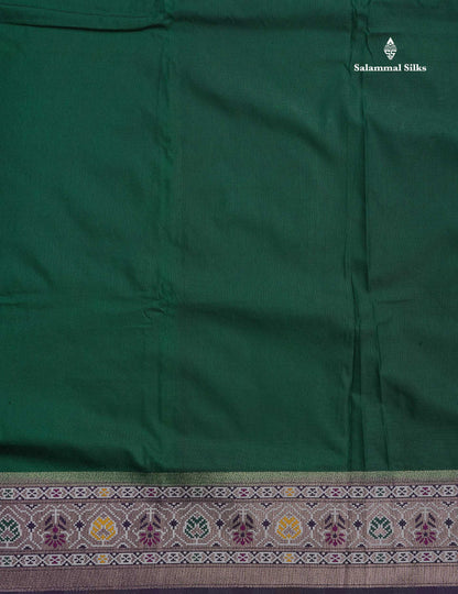 Semi Dola Silk Saree - Bottle Green Colour Plain Body With Contrast Deep Purple Ajirah Print Border