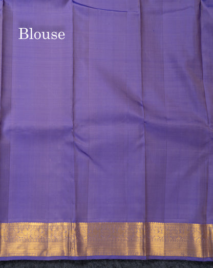 Beautiful Onion Pink Pure Kanjivaram Silk Saree With Contrast Violet Traditional Medium Border