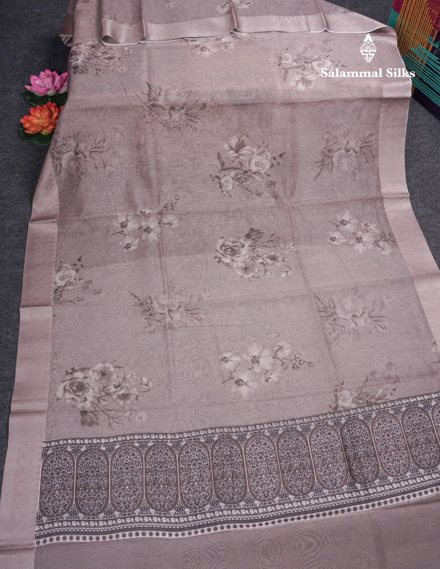 Light Chocolate Silk Kota Fancy Saree With Fancy Border