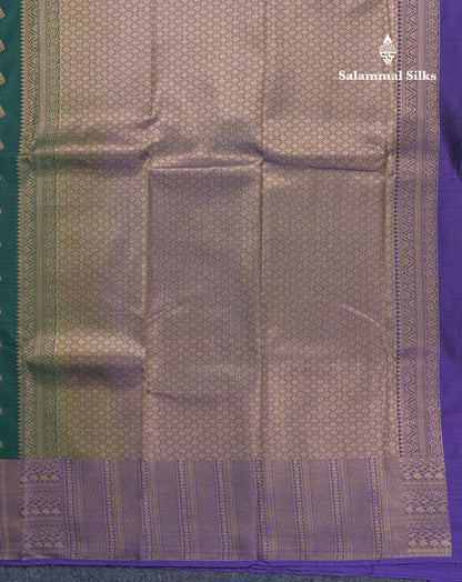 Bottle Green Semi Silk Saree With Contrast Violet Border
