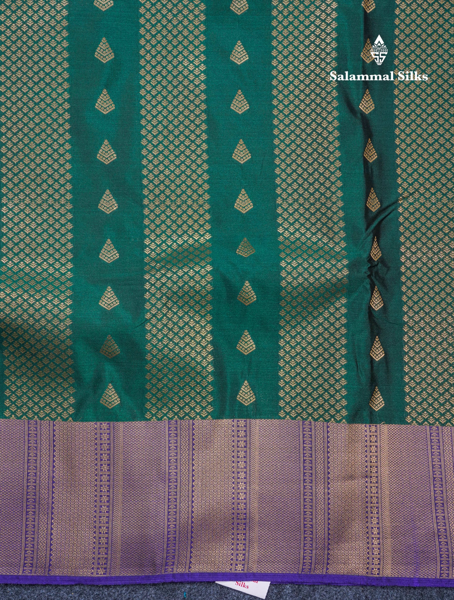 Bottle Green Semi Silk Saree With Contrast Violet Border