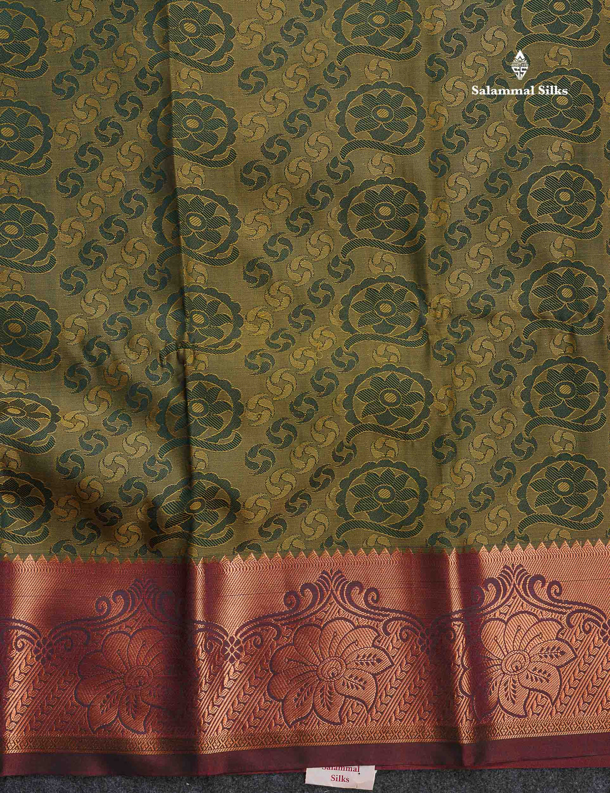Semi Silk Saree - Green Colour Body With Contrast Pinkish Peach Blouse