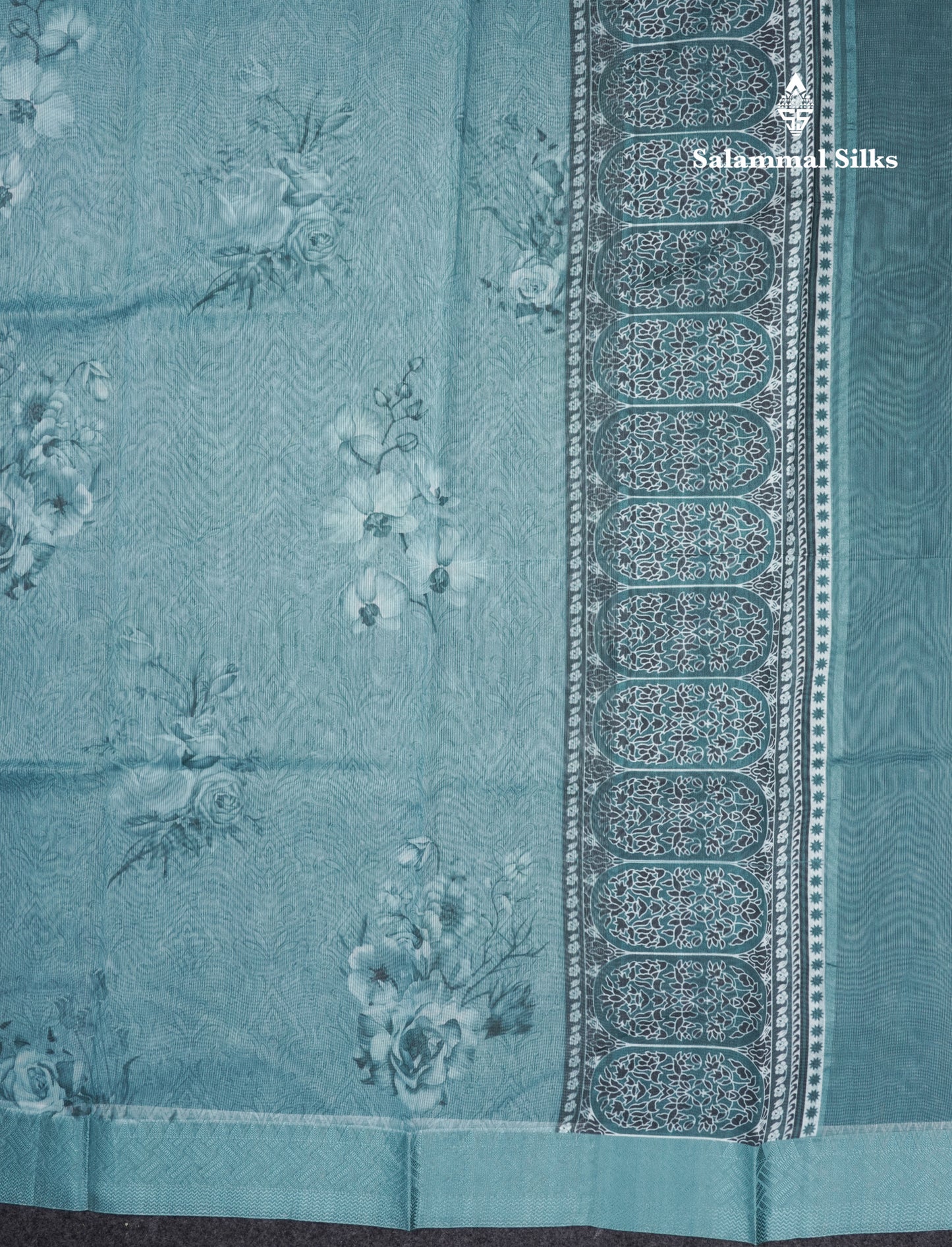 Pastel Blue Silk Kota Saree With Fancy Border