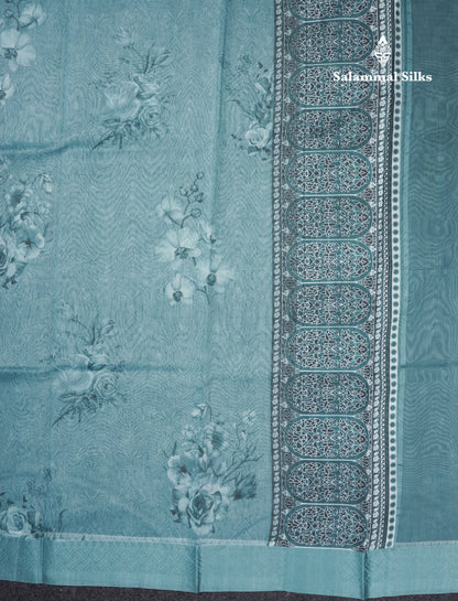 Pastel Blue Silk Kota Saree With Fancy Border