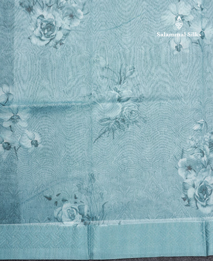 Pastel Blue Silk Kota Saree With Fancy Border