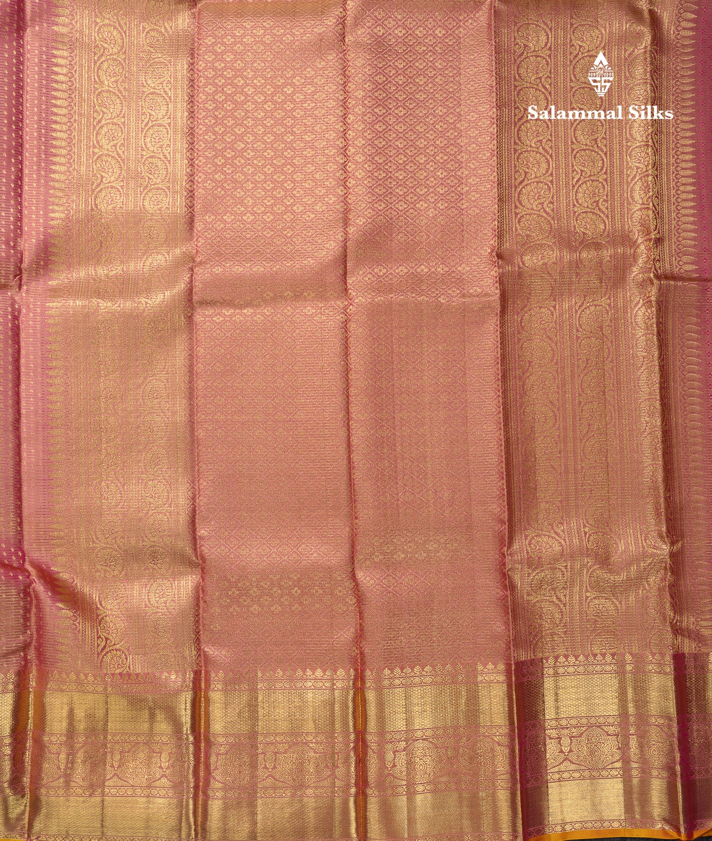 Beautiful Onion Pink Tissue Pure Kanjivaram Silk Saree With Traditional Border